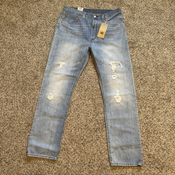 Levi's Denim - Levi's Womens 501 Original Fit Jeans 31x30 High Rise Ripped Non Stretch Straight